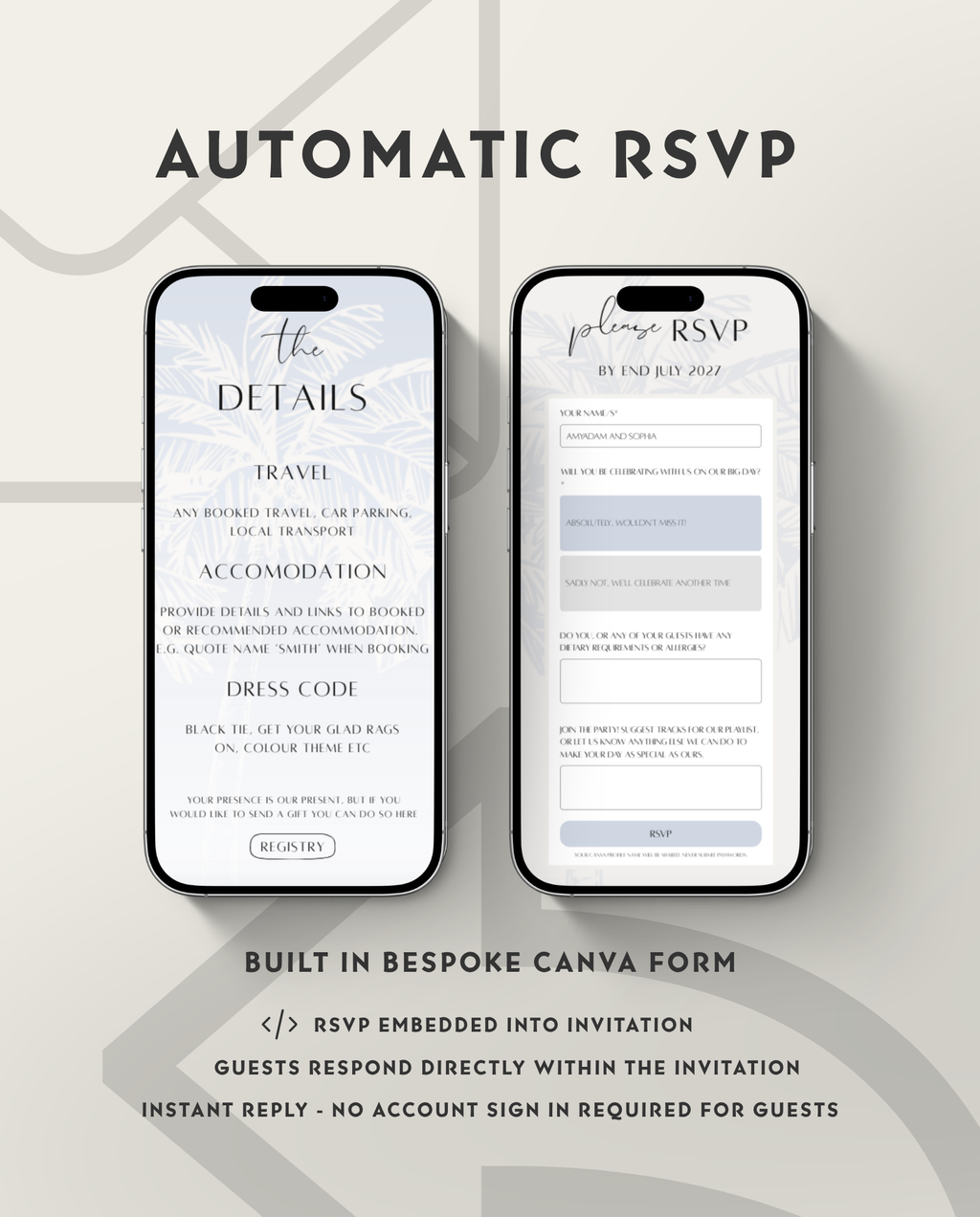 Interactive Wedding Invitation - Dusty Palms
