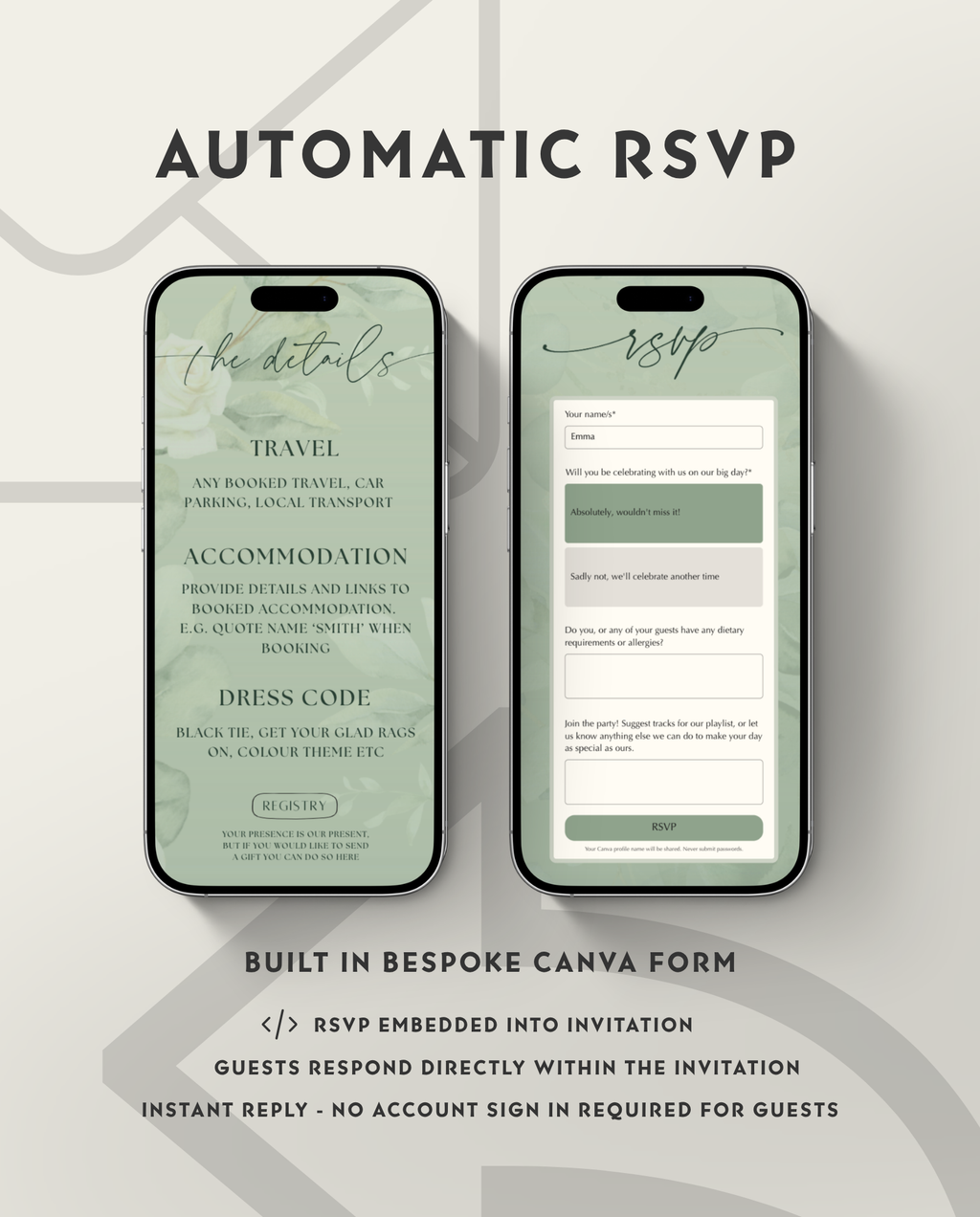 Interactive Wedding Invitation - Floral Eucalyptus