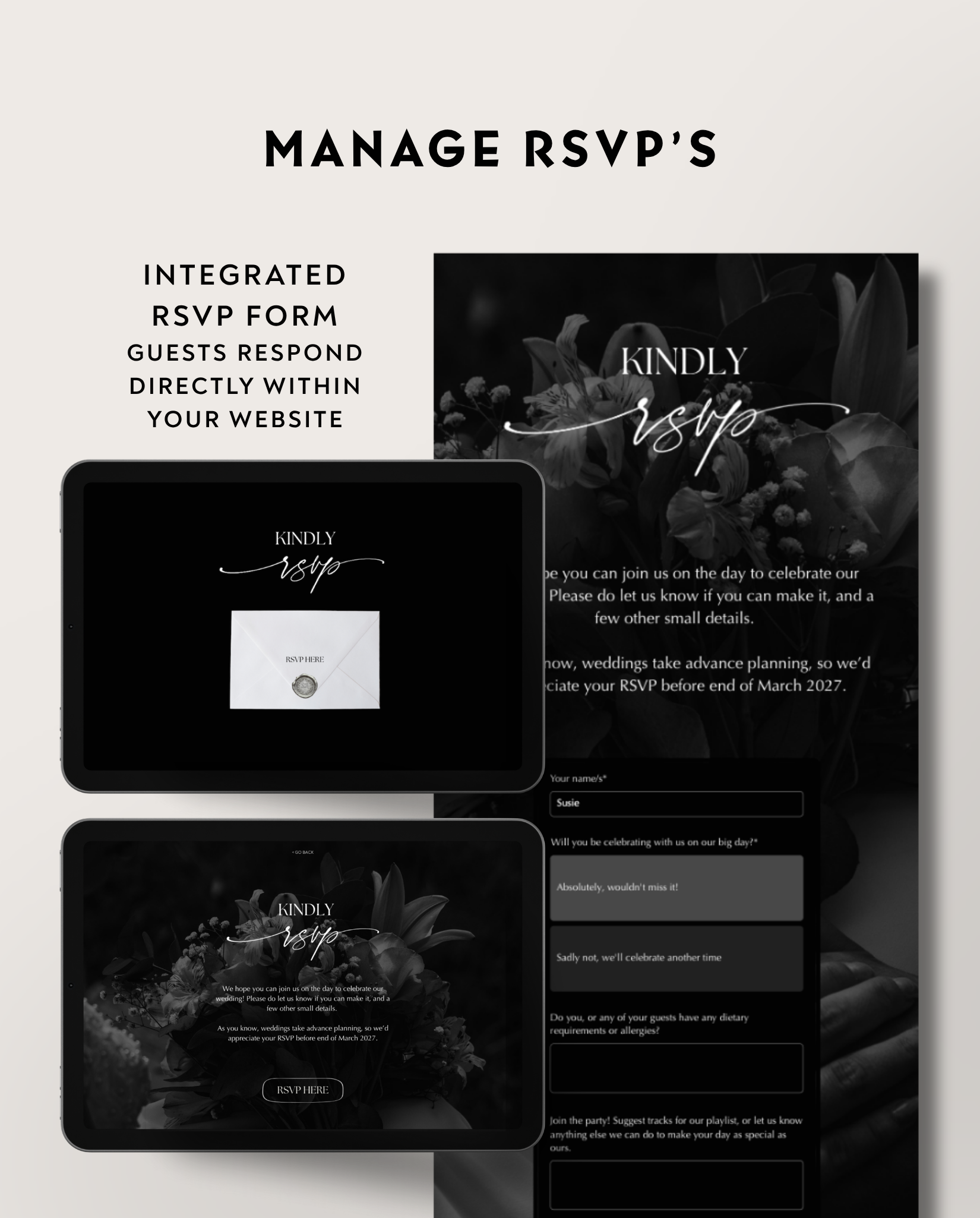 Wedding Website Template - Elegant Black