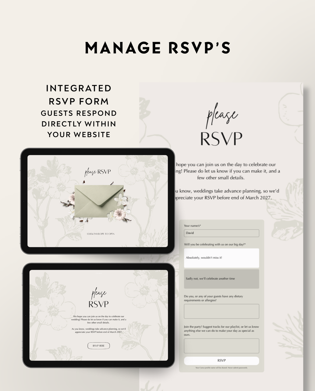 Wedding Website Template - Rustic Sage