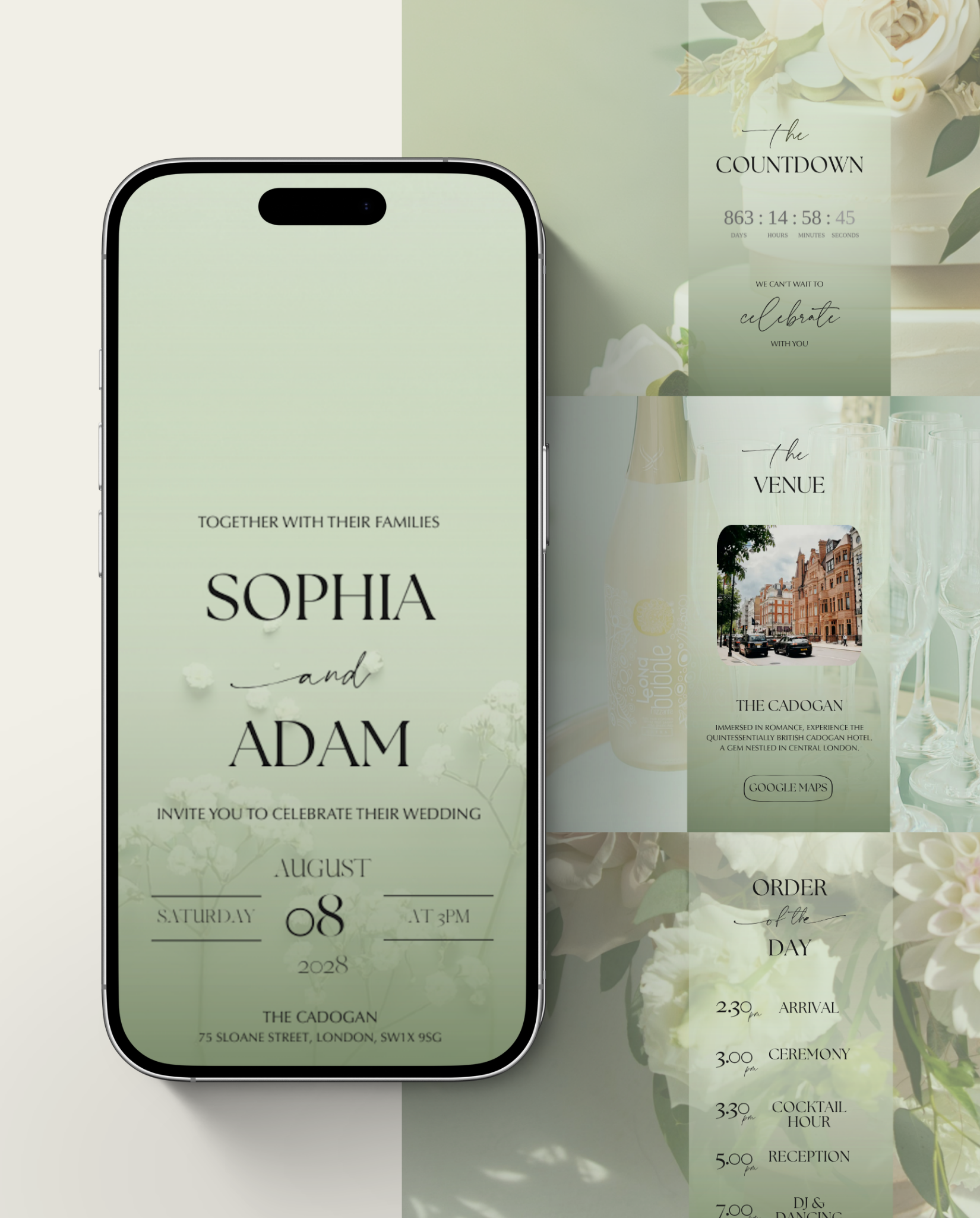 Interactive Wedding Invitation - Elegant Green