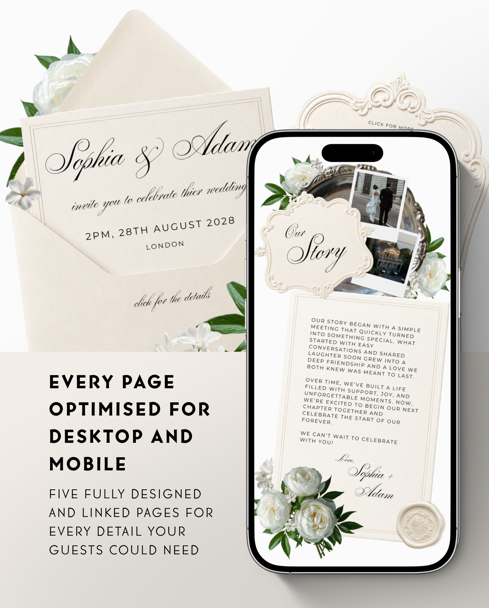 Envelope Reveal Invitation Suite - The Ivory Floral