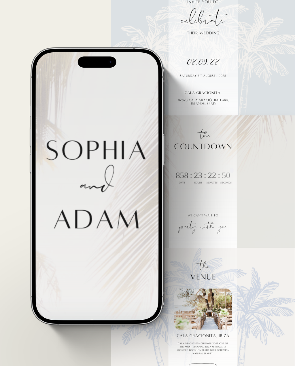 Interactive Wedding Invitation - Dusty Palms