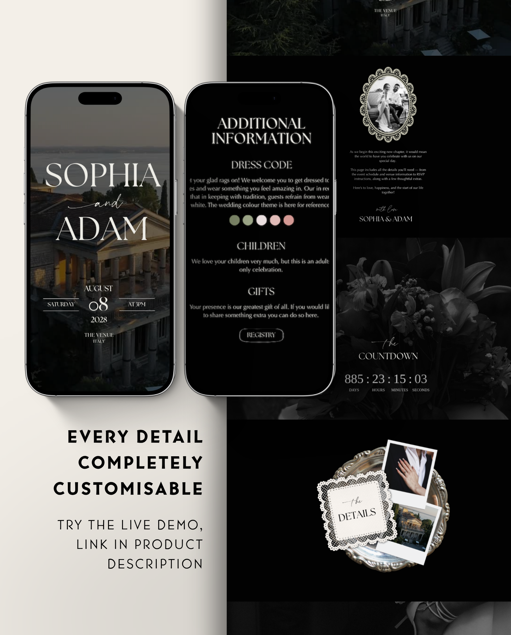 Wedding Website Template - Elegant Black