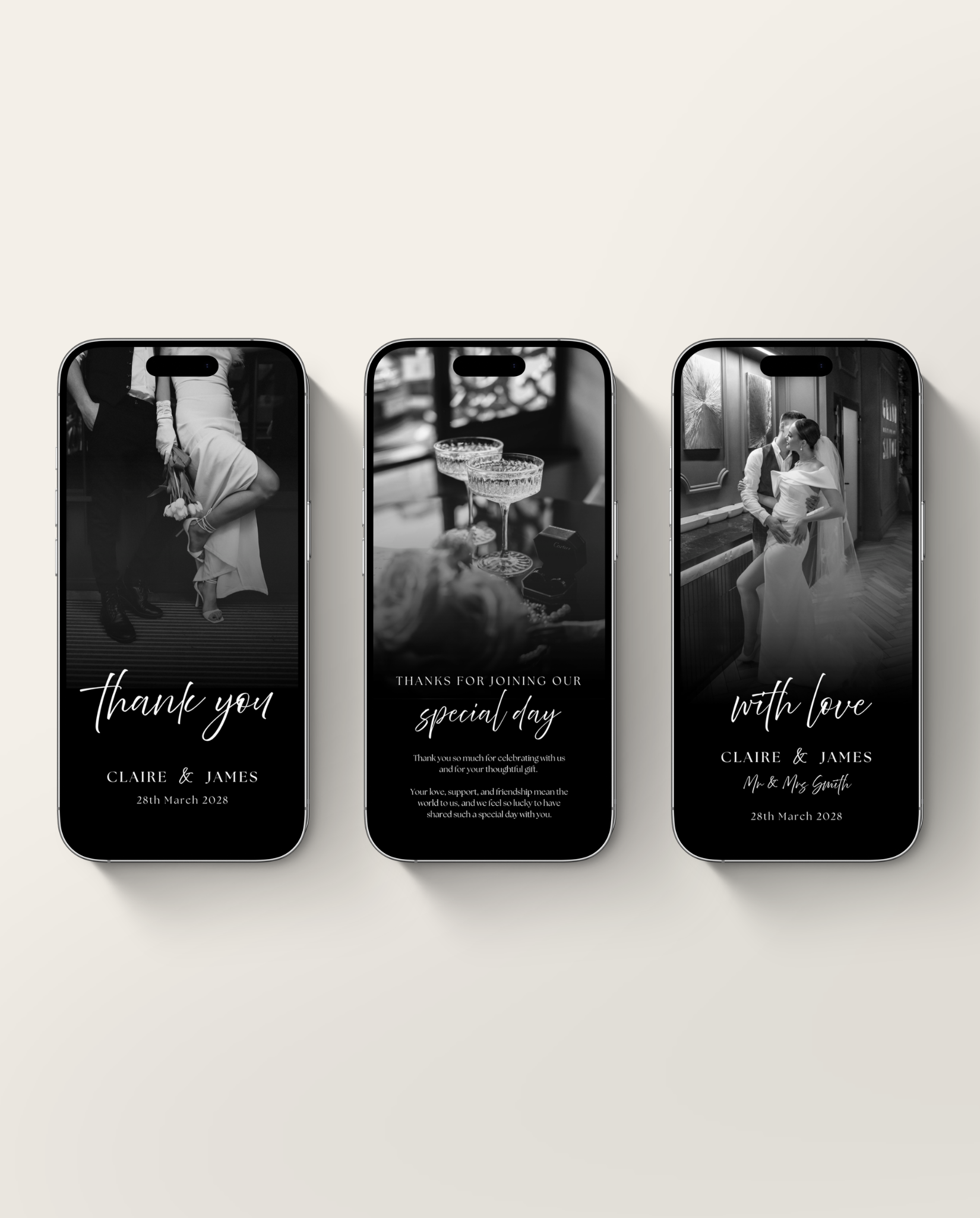 Wedding Thank You Card - Black