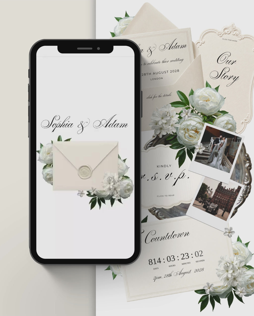 Envelope Reveal Invitation Suite - The Ivory Floral